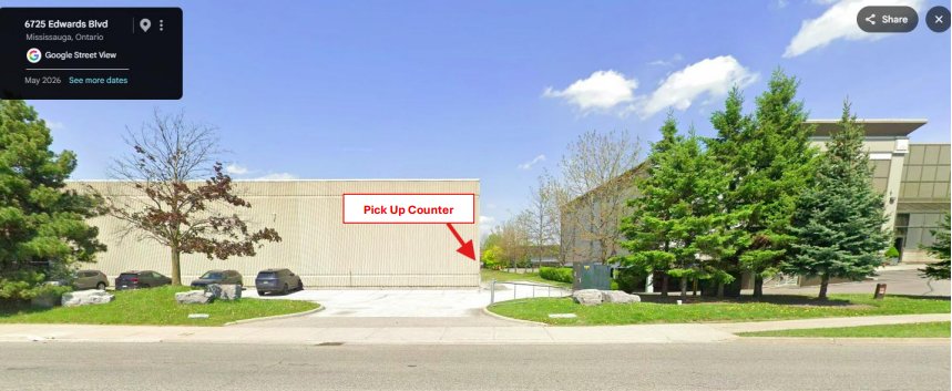 6725 Edwards Blvd. with the pick-up counter at the side of the warehouse